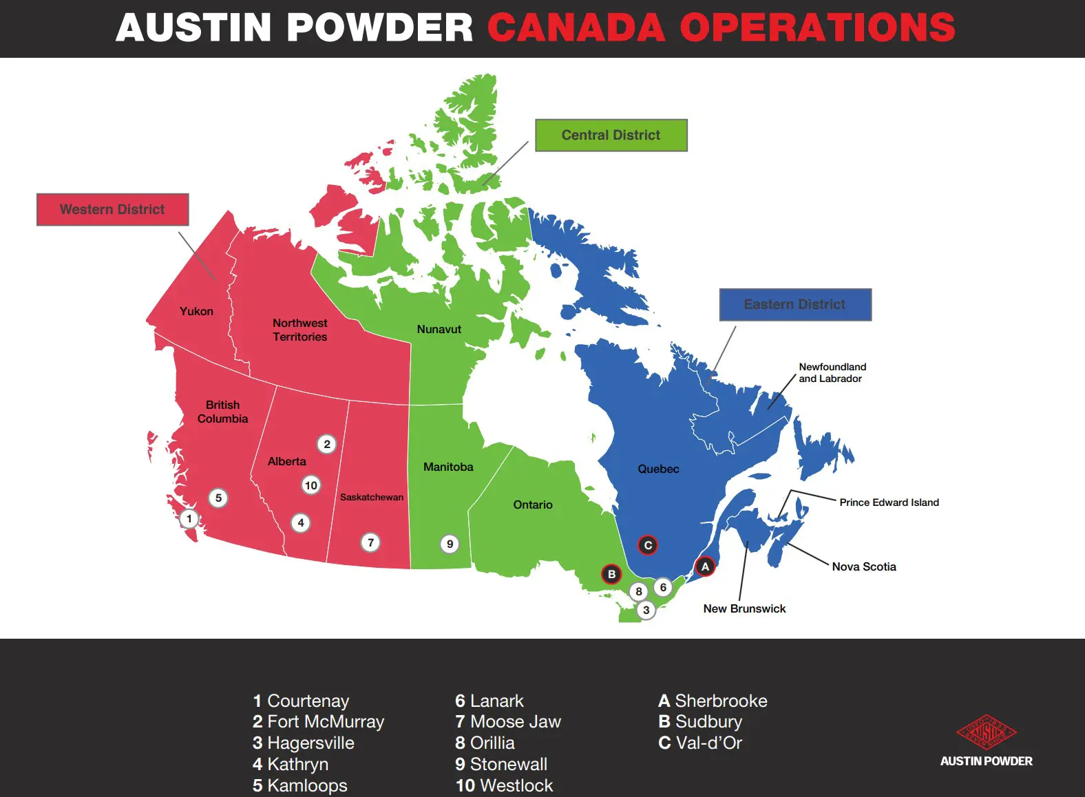 Canadian locations map