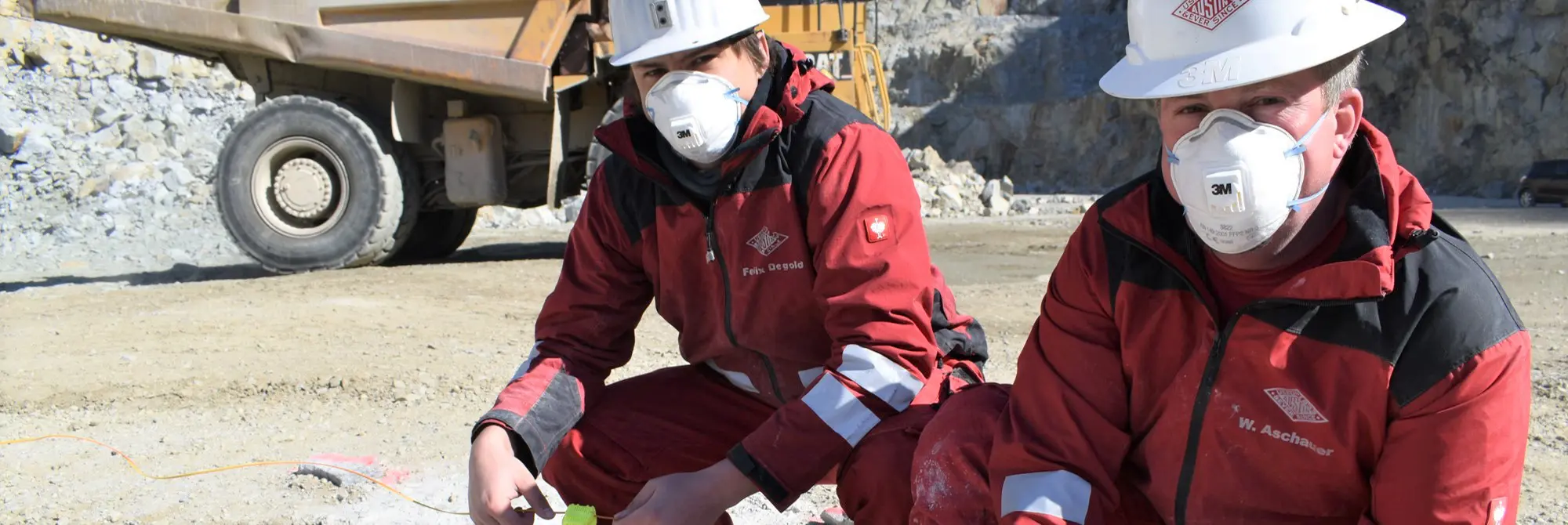 Workers on site with masks